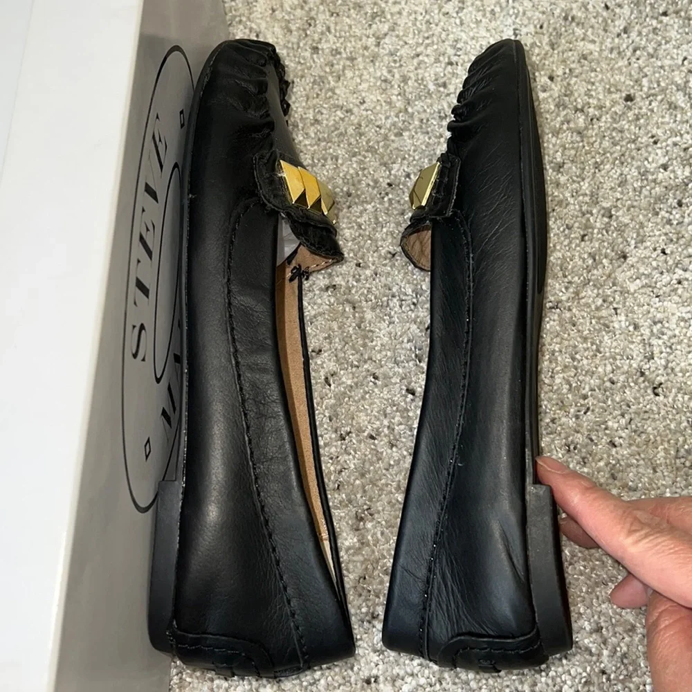 AUTH NIB Steve Madden MISTRO LOAFERS BLACK LEATHER US 6